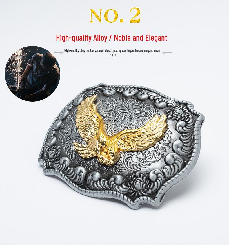 Vintage Cowhide Leather Eagle Belt - Western Cowboy Style for Youth & Stylish Guys