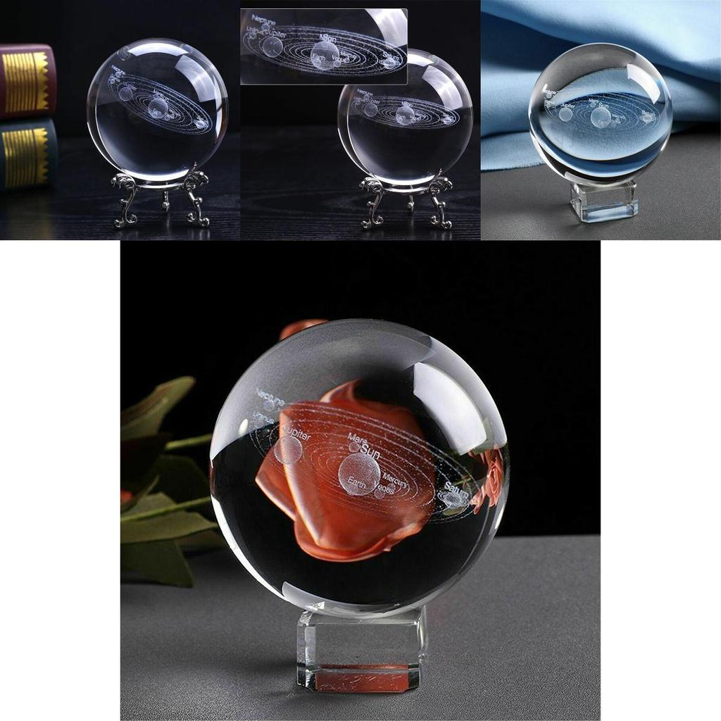 Изысканный кристально чистый шар с лазерной гравировкой Солнечной системы 3D миниатюрная сфера планет
