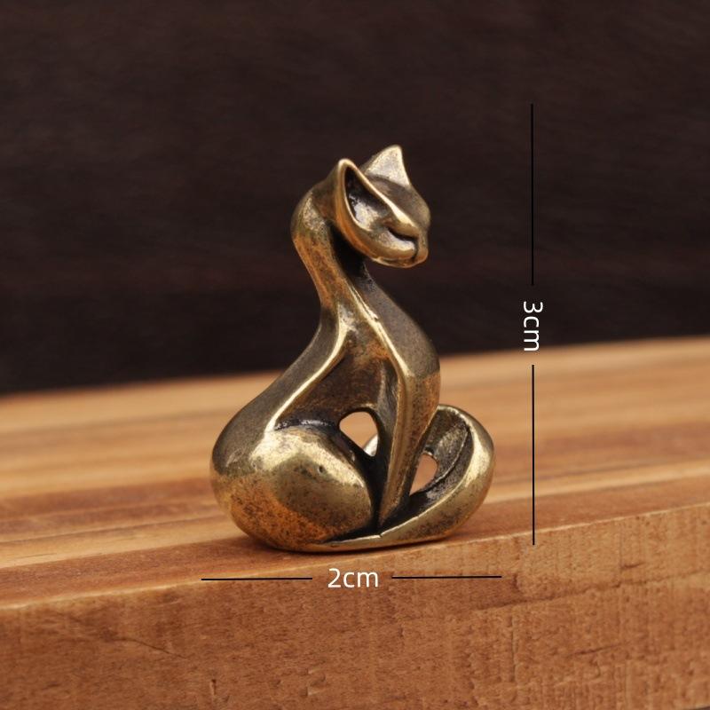 Фигурка кошки из латуни, Винтажная латунная скульптура, Настольное ремесло, Маленький орнамент, Статуэтка кошки для дома/офиса, Декор для дома