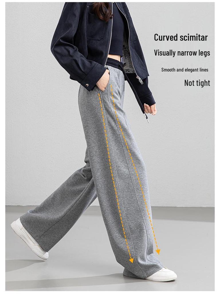 Yi Fei Women's Curved Blade Spring 2026 High-Waist Banana Wide-Leg Sweatpants