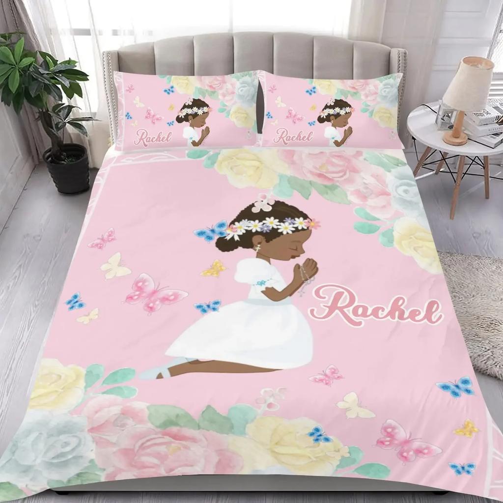 Custom Name Duvet Cover Set Cartoon Animals Unicorn Bedding Set Twin Full Queen King For Kids Girls Boys Birthday Wedding Gifts