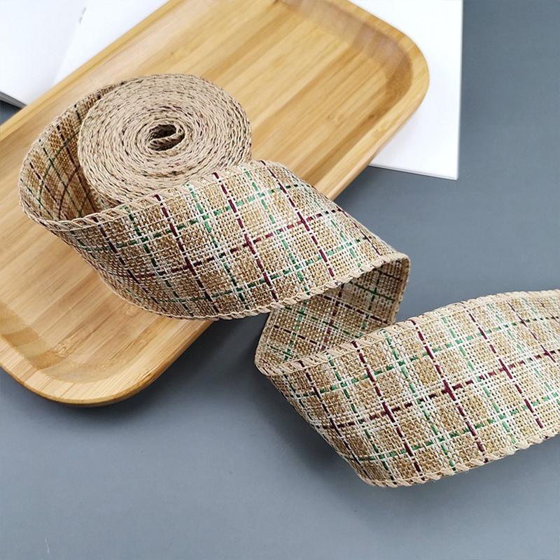 4СМ х 6М Льняные лентыDIY банты для поделок Пеньковая проволока Край Льняная лента рождественские украшения зеленый красный Клетчатая лента DD022