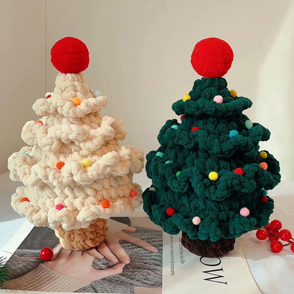 Handmade Xmas Tree Crochet Kits Easy Yarn Thread Crochet Material New Year Gift