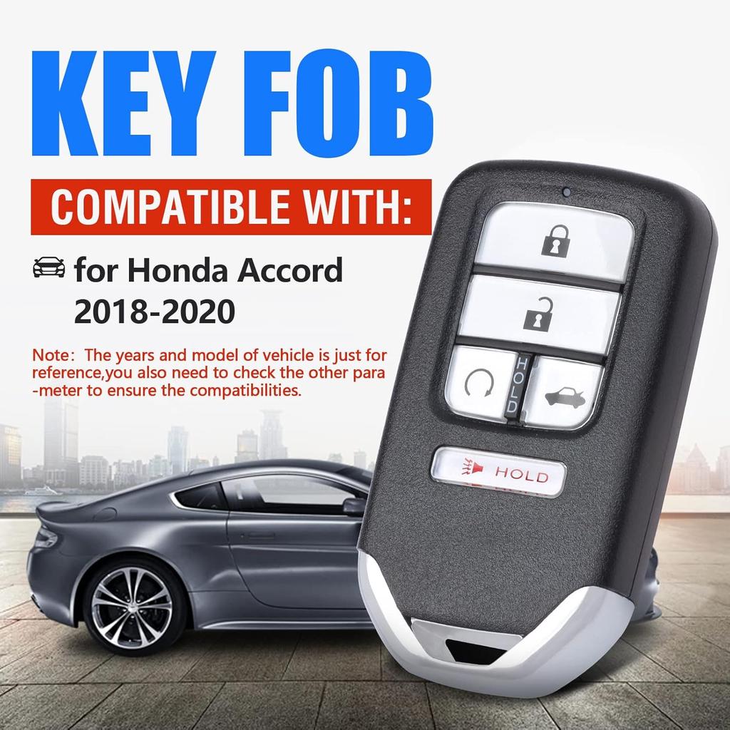 Smart Key Fob Keyless Entry Replacement Remote Key for Honda Accord 2018 (FCC ID:CWTWB1G0090 P/N:72147-TVA-A01) 5 Buttons