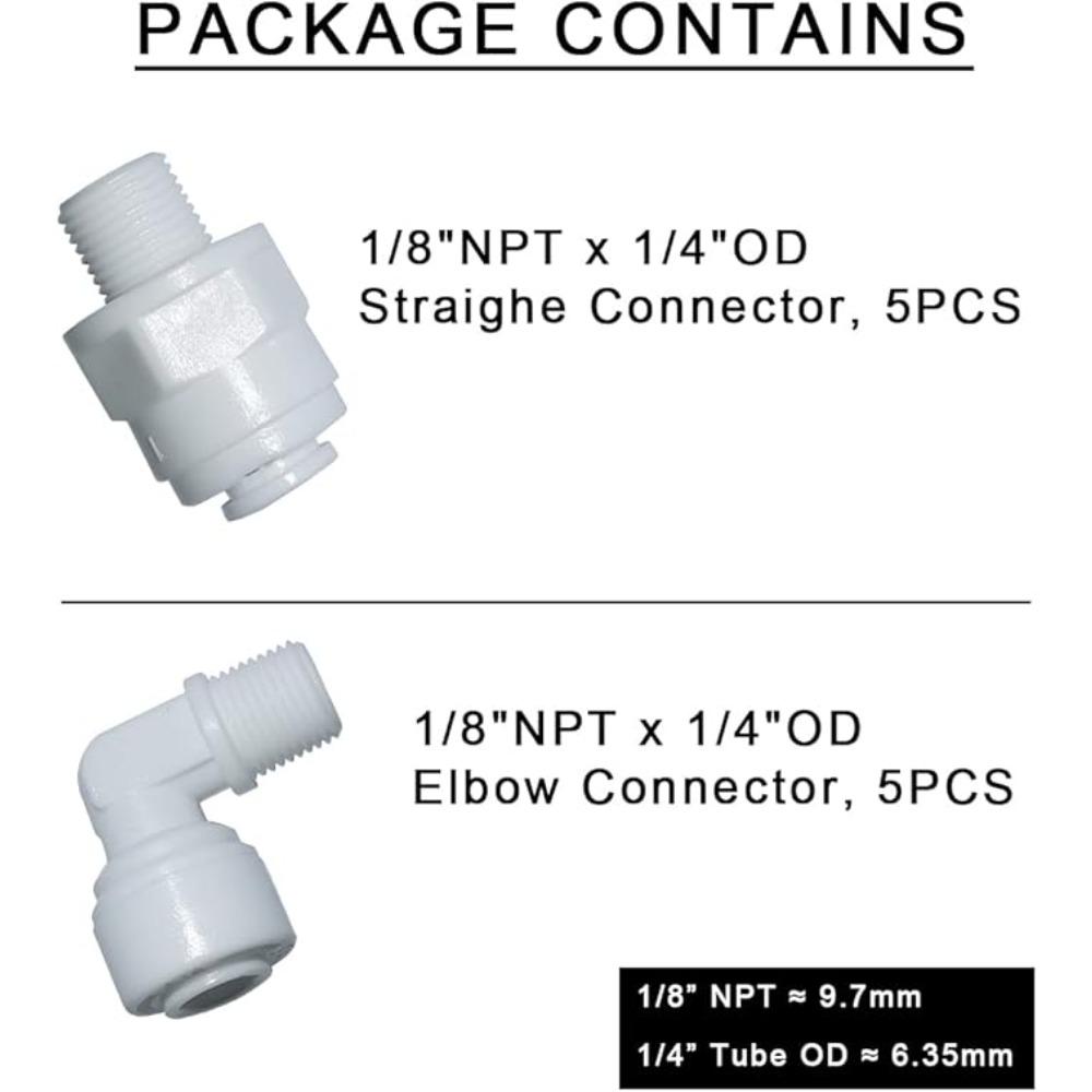 1/4" 3/8" Наружный диаметр шланга трубки 1/8" 1/4" 1/2" Быстросъемный фитинг для аквариума обратного осмоса RO Вода Угловой соединитель Пластиковый соединитель для труб