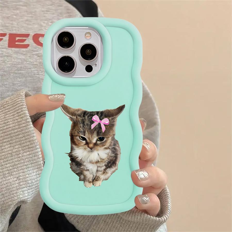 Чехол-футляр 'Злой кот с бантом' для iPhone 15 Plus 12 16 Pro Max 8 11 XR 14 13 17 Air Soft Чехол для телефона