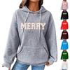 Women's Fashion Loose Hooded Pullover Long Sleeve Plaid Sweatshirt With Drawstring, Drop Shoulder, Pocket, Christmas Print Top