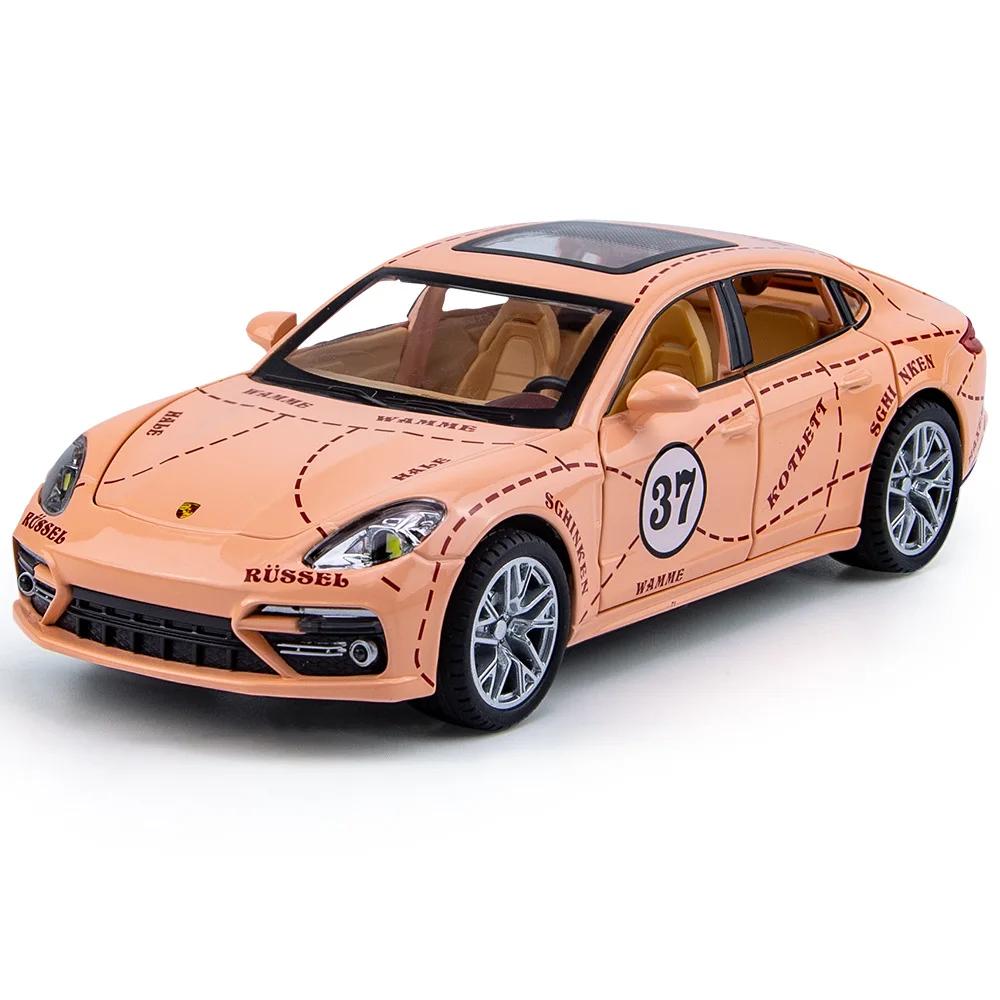 1/24 Porsche Panamera GULF Суперкар Литой сплав и Игрушечные транспортные средства Металлическая модель игрушечного автомобиля Звук и Свет Коллекционная игрушка