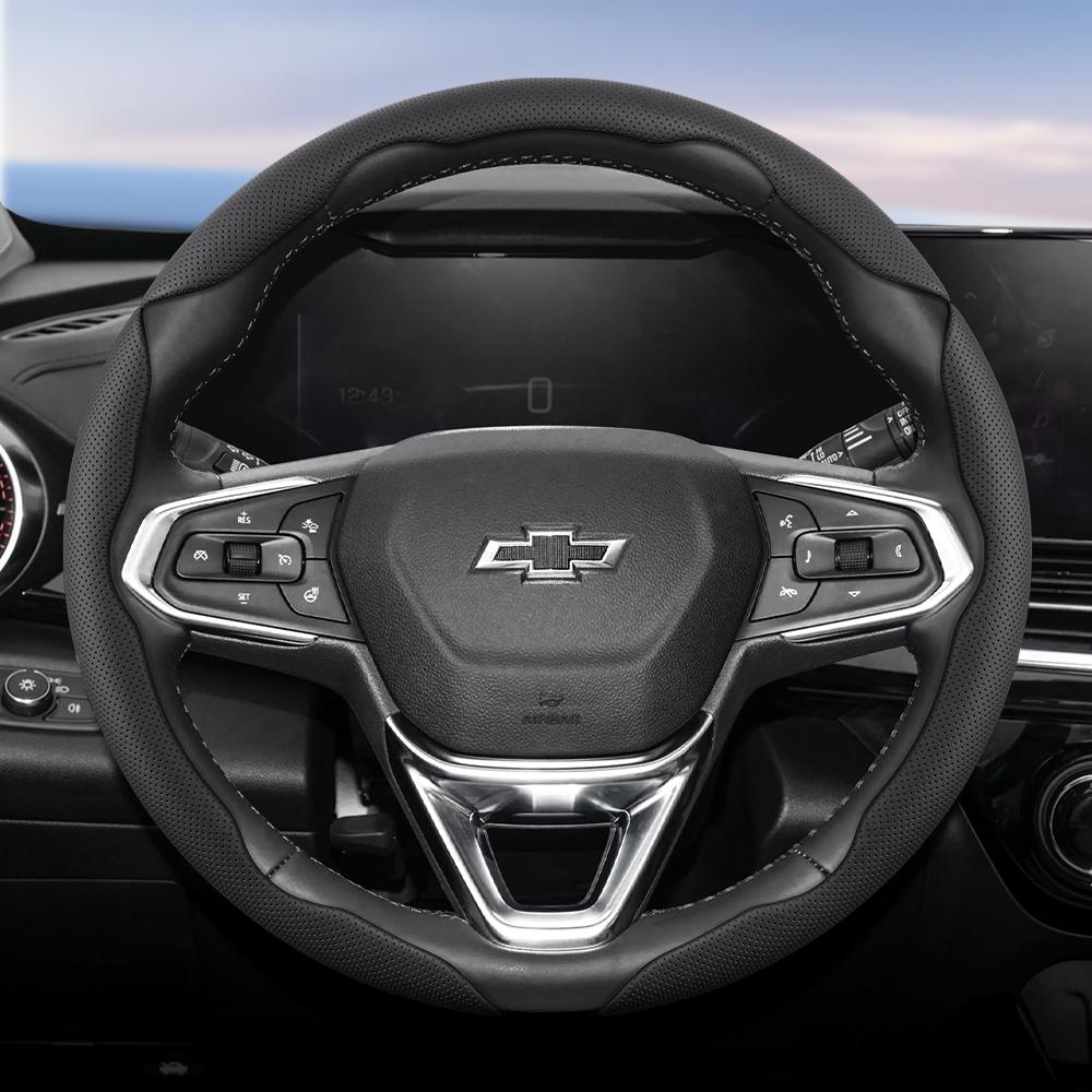 AABHN1 Suitable for Chevrolet Breathable Holes Leather Steering Wheel Cover Segmented Quick Release Design Non-Slip and Durable Cruze Spark Captiva