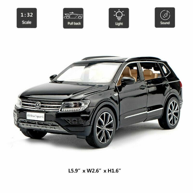 Масштаб 1/32 Tiguan L, литая под давлением модель автомобиля из сплава, модель игрушечного автомобиля со звуком и светом, детская игрушка-автомобиль с откидной спинкой, выставки коллекций праздничных подарков