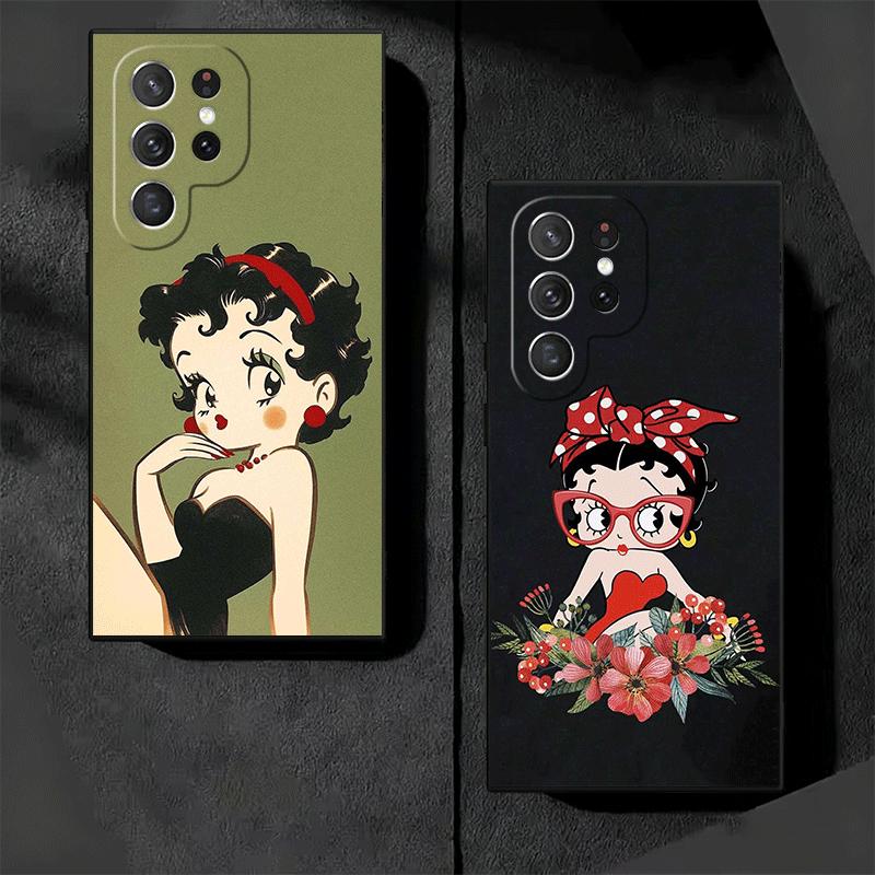 B-Bettys B-Boops Girl Soft Phone Case for Samsung Galaxy S26 S25 Edge S24 Ultra S23 Plus S22 S21 FE S20 Black Cover Back Shell
