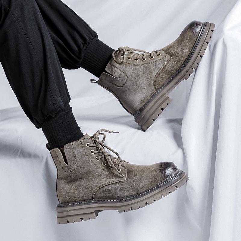 Мода 2024 года, новые мужские рабочие ботинки для улицы, классические мужские ботинки с высоким берцем, качественные замшевые кожаные мужские ботинки, роскошные ботильоны для мужчин