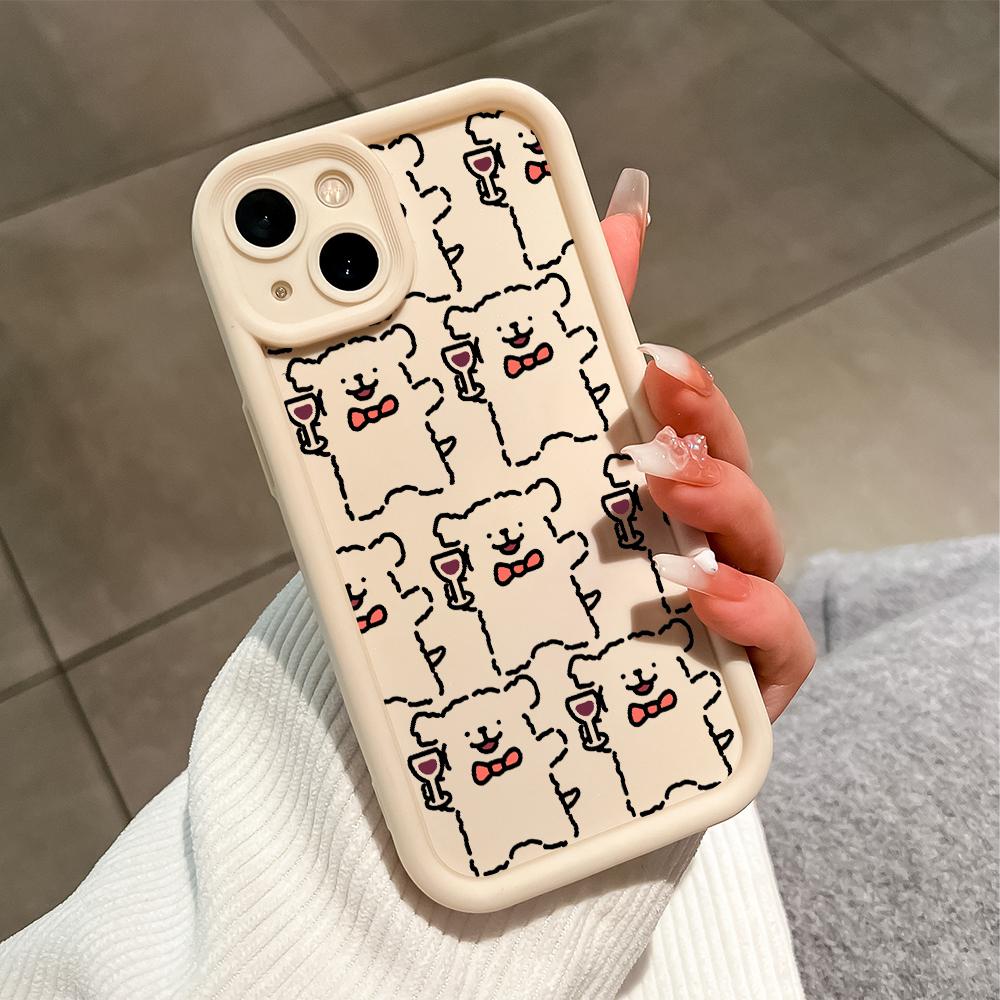 Для iPhone 16 15 Pro Max Redmi Note 13 12 11 Pro Samsung S23 FE S24 Plus S24 Ultra A52 A72 A54 Мягкий силиконовый квадратный чехол для телефона с рисунком мультяшной собаки