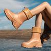 Short rain shoes thick-soled women's rubber shoes outdoor wear non-slip water boots thickened water shoes velvet short rain boots fashion