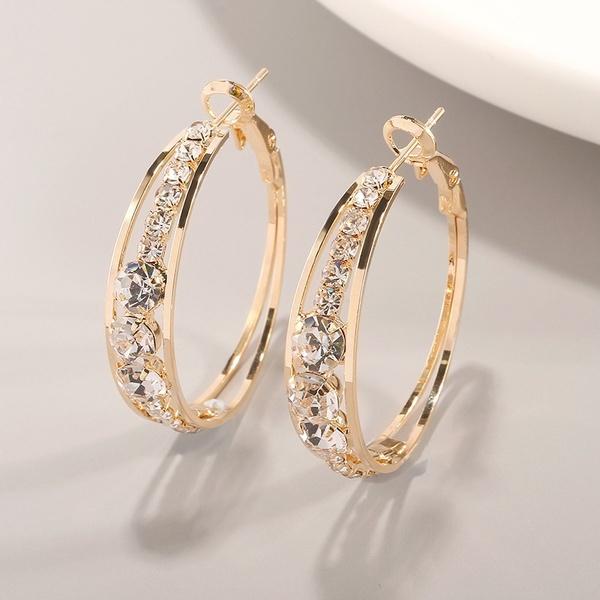 Fashion Women's Jewelry Gold Zircon Earrings Romantic Valentine's Day Gift Engagement Earrings Wedding Earrings Anniversary Women's Jewelry