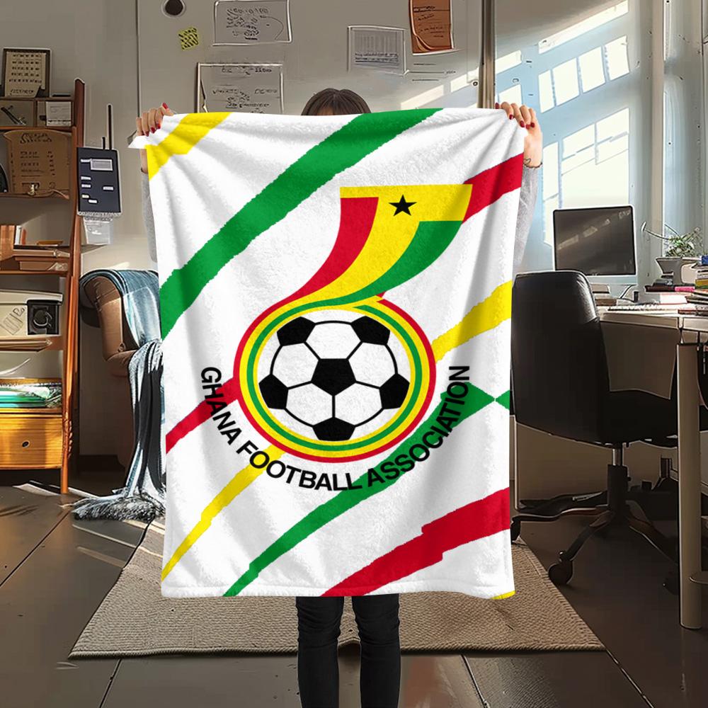 1Pc Ghana football Print Flannel Blanket High Quality Warm Comfortable Cover for All Seasons Perfect for Gifts Home Decor