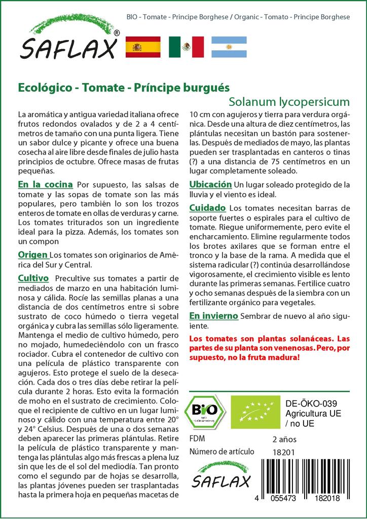 SAFLAX Garden in the Bag - Органический - Помидор - Principe Borghese - 10 семян - С субстратом в подходящем стоячем пакете - Solanum lycopersicum