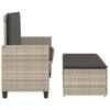 Garden Bench with Cushions and Footstool Light Grey Poly Rattan