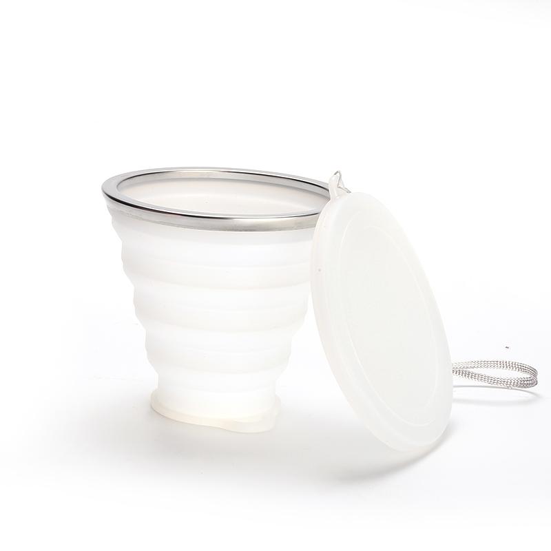 Silicone Collapsible Travel Cup 250ml BPA FREE Folding Camping Cup with Lid Reusable Expandable Drinkware for Outdoor Hiking