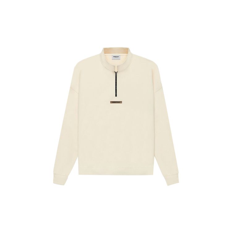 Fear of God Essentials Флисовая толстовка унисекс с высоким воротником и молнией на половину, с принтом логотипа, цвет сливочный FOG-SS21-576