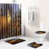 Halloween Series Bathroom Shower Curtain Floor Mat Toilet Cover Foot Mat Four-Piece Pattern Size