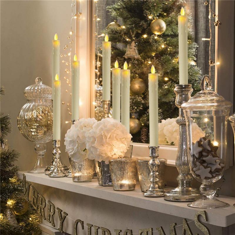 2 шт. светодиодные свечи беспламенные конические свечи на батарейках мерцающие бескапельные подсвечники для домашнего декора свадьбы рождества