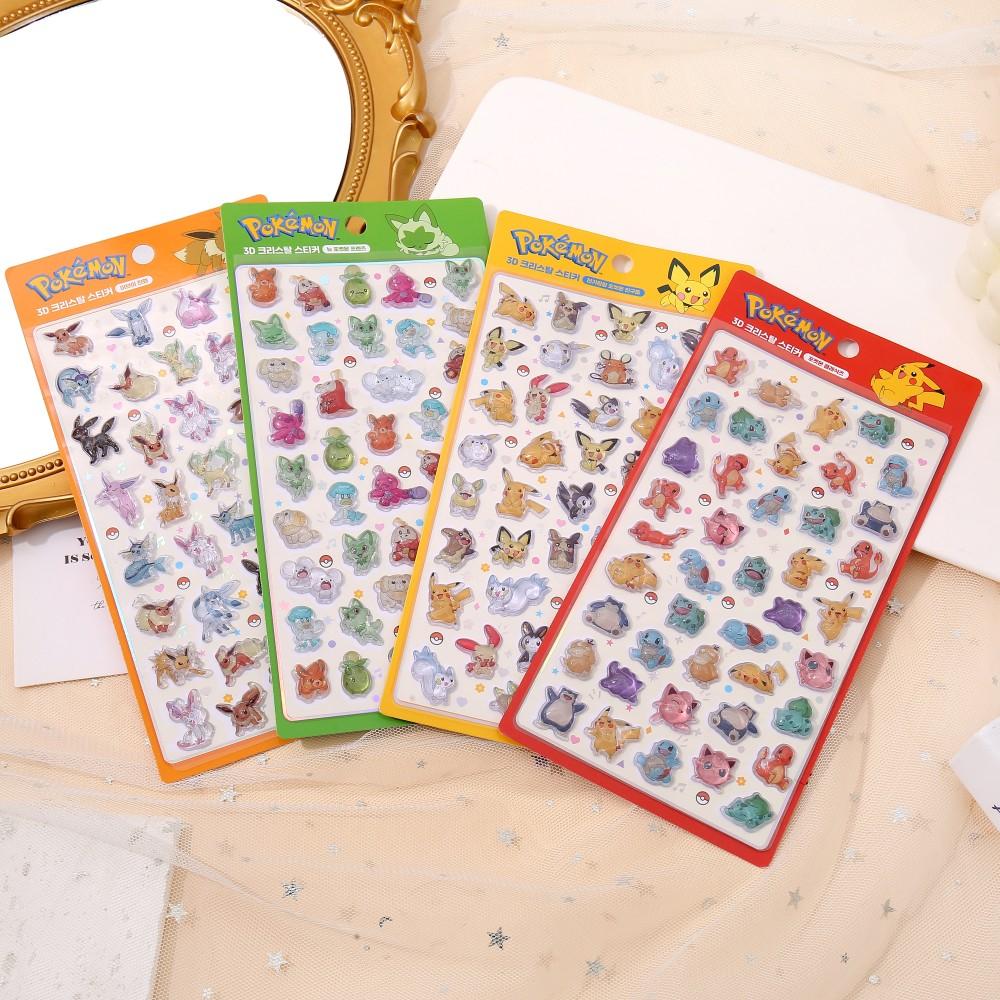 Pokemon Pikachu Stickers 3D Transparent Jelly Crystal Cartoon Anime Cute Decals For Diy Notebook Phone Diy Sticker Toy