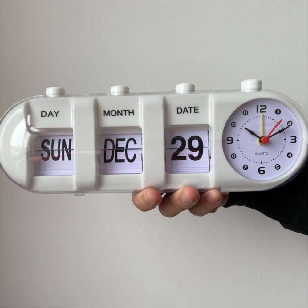 Ручной аналоговый раскладной настольный будильник, показывающий дату, день, месяц, ретро кварцевый дизайн настроения, настольные украшения, модная жизнь