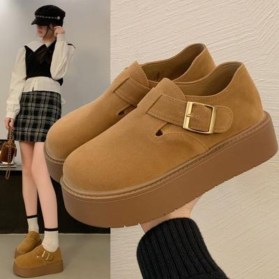 Ретро женская обувь на толстой подошве, новые универсальные туфли-маффины на осень, и женские туфли-дуду с одной педалью
