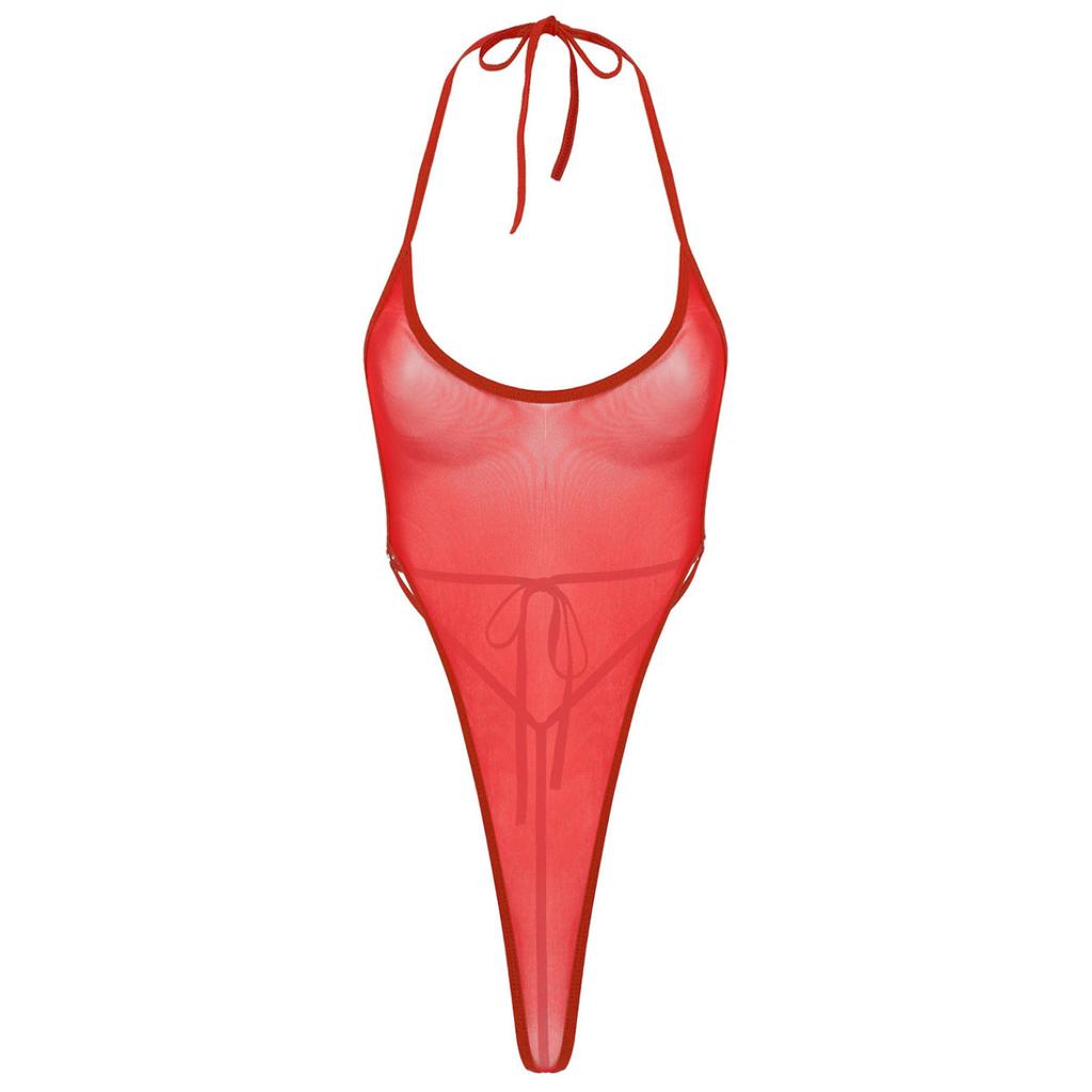 Женский цельный прозрачный сетчатый боди с открытой спиной, бикини, боди, ночное белье