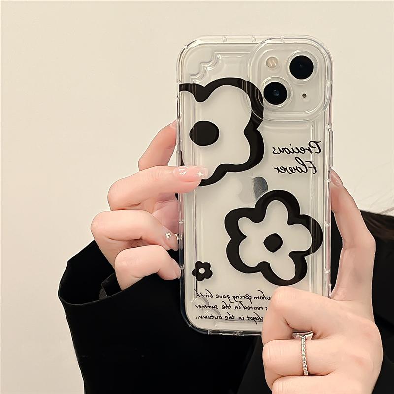 Силиконовый чехол Air Bag с черными цветами и цитатами для Iphone 13 14 12 11 Pro Max, мягкий противоударный чехол из ТПУ на заднюю панель телефона