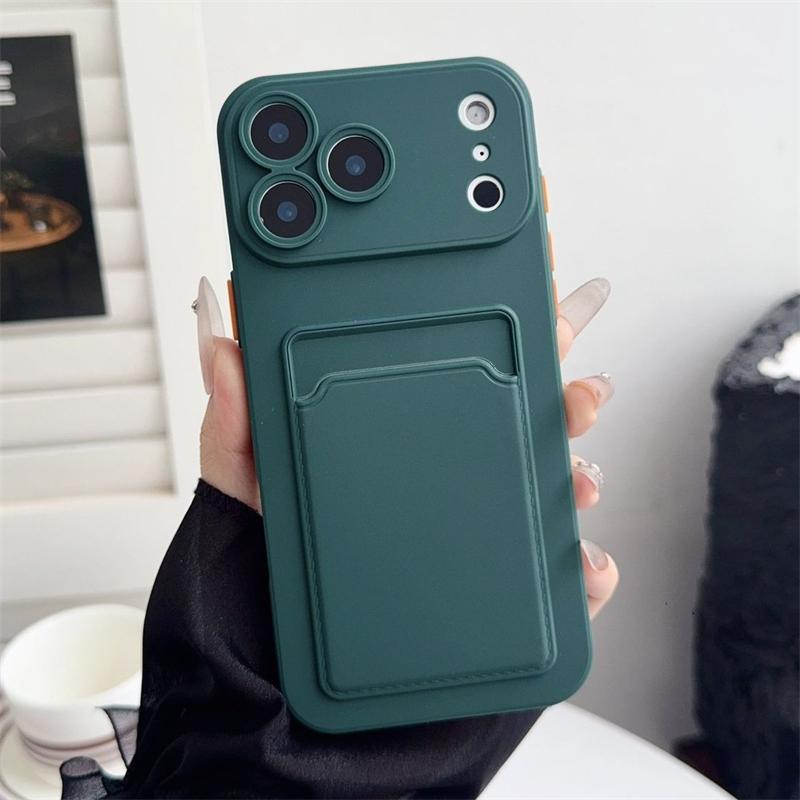 Кошелек с отделениями для карт, чехол для телефона For iPhone 17 Air 11 12 13 14 15 Plus 16 17 Pro Max, противоударный, мягкий, матовый, силиконовая задняя крышка