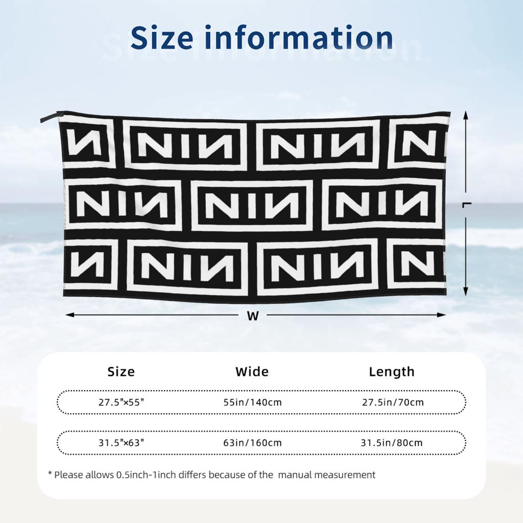 NIN Logo Nine Inch Nails Beach Towel Soft Microfiber Quick Dry Absorbent Quick Towels For Pool