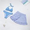 With Skirt Wrinkled Crinlked Halter Bikini Women Swimwear Female Swimsuit Three-pieces Bikini Set Bather Bathing Suit Swim