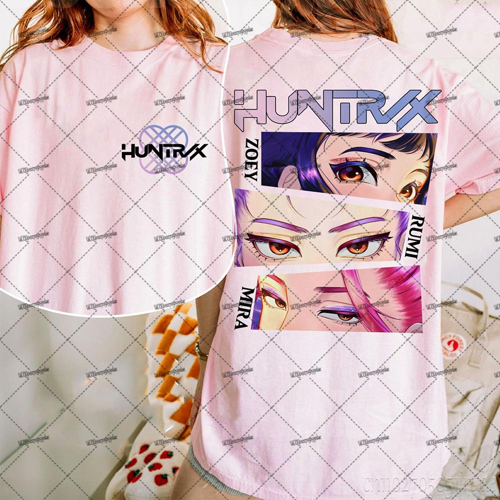 KPop Demon Hunters Huntrix Tshirts For Women Summer New Movie Pattern Short Sleeve Tshirts Oversized YK Street Tops