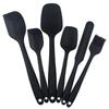 Dough Scraper Silicone Spatula Silicone Dough Spatula Set Cooking Spoon and Spatula (Black 6-Piece Set)