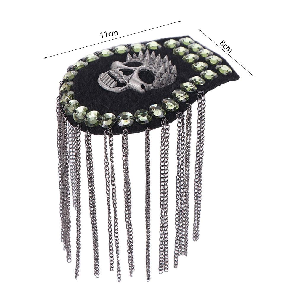 Эполет с кисточкой в виде черепа, цепочка, брошь на лацкан пиджака, винтажная брошь, сценическое выступление