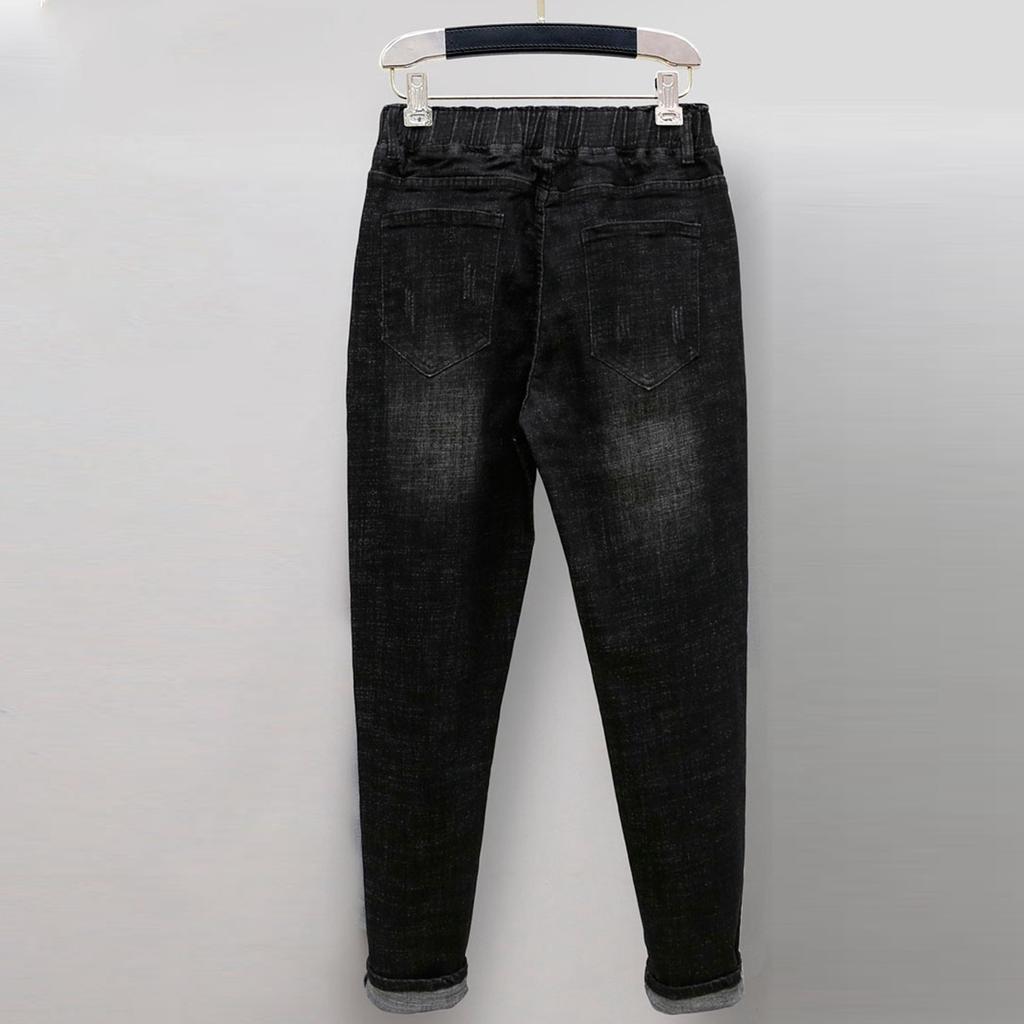 Женские брюки большого размера, эластичные джинсы, свободные полуэластичные брюки