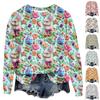 Женская мода Пасха Печатный Длинный рукав Свободный круглый вырез Толстовка Топ