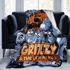 1 шт. Плед Grizzy & The Lemmings Мягкий и уютный плед для дивана, кровати, путешествий. B002