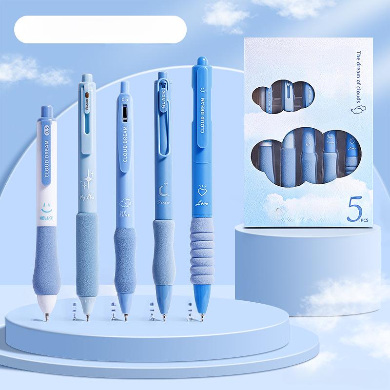 Милый и Прекрасный Набор Корейских Гелевых Ручек - 5 Штук, 0,5 мм, Однотонные Цвета