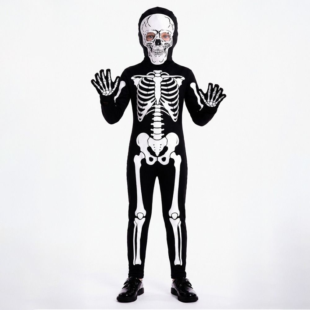 Luminous Cosplay Skeleton Suit Fabric Luminous Kids Dress Grim Reaper Costume Stage Performance