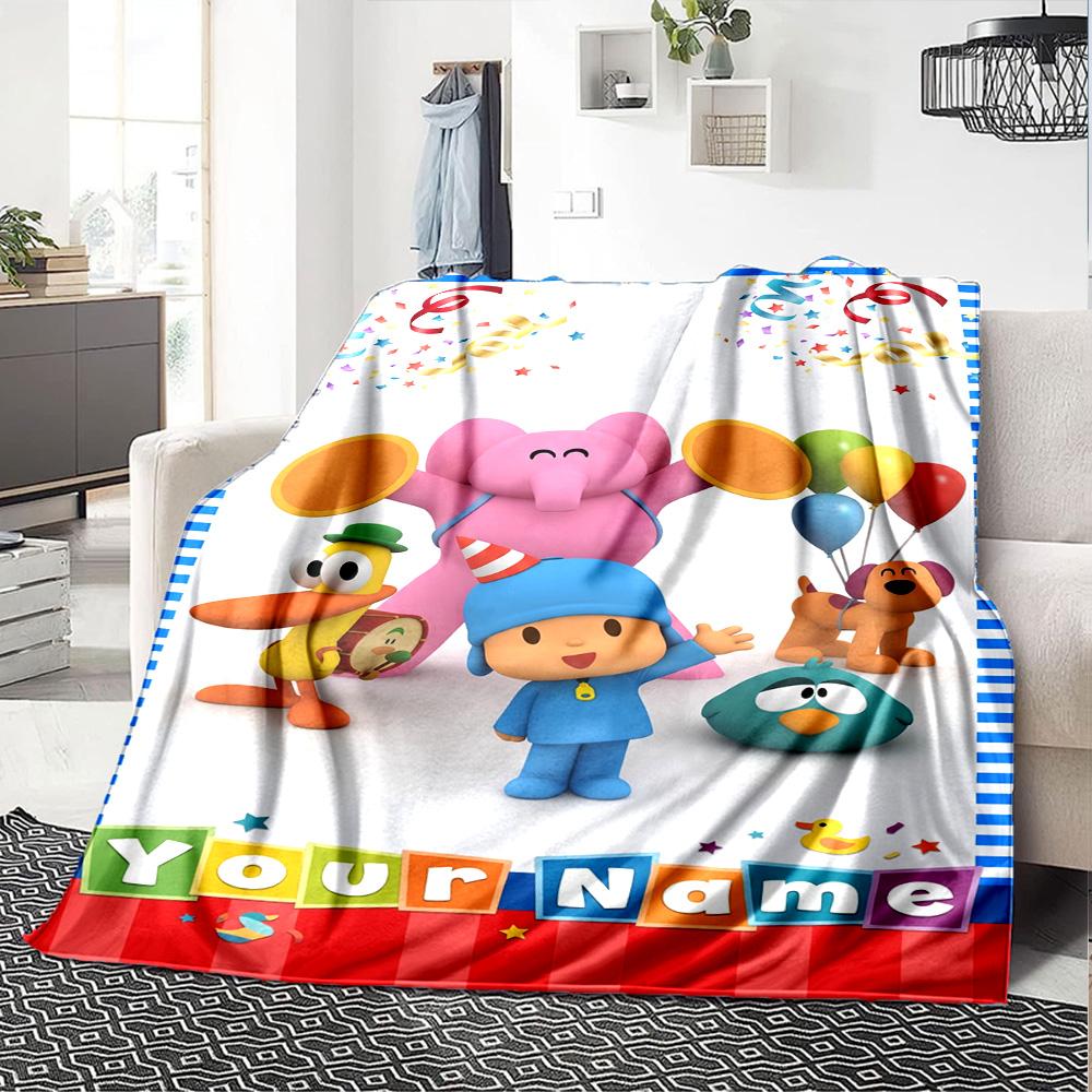 Pocoyo Customize Text Blanket Cozy Customizable Blanket Comfortable Throw For Chair Office Seaside Living Room All-Season Use