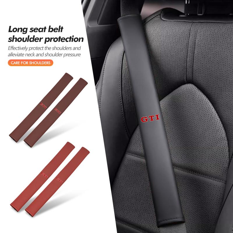 For Volkswagen VW Soft Leather Long Seat Belt Shoulder Pad Universal Comfort Fit Jetta Golf4 5 6 Beetle CC B5 B6 B7 EOS GTI MK2 zk8
