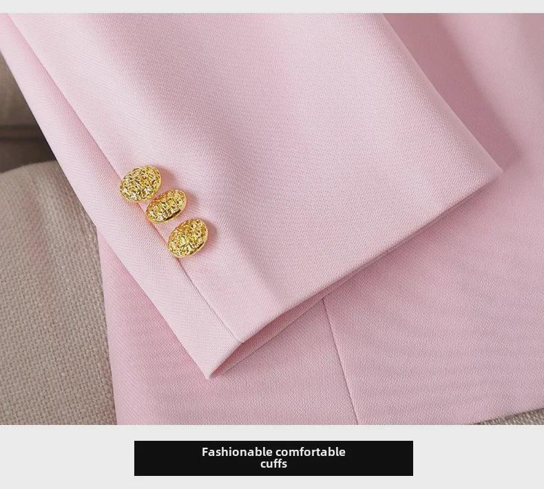 European & American Fashion Slim Suit Jacket with Metal Lion Head Buckle