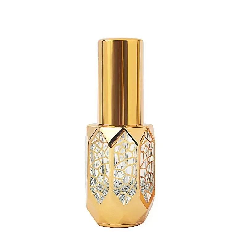 Дорожный мини-спрей 6 мл, роскошный флакон из стекла с золотым покрытием для духов, портативные многоразовые флаконы, прозрачный распылитель для спиртового тумана