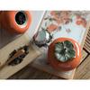 Gannbarou Tea Canister, Moisture and Oxidation Preventive Tea Container, Tea Ceremony Utensils, Realistic Persimmon Design, Ceramic Decor, Ornament, H