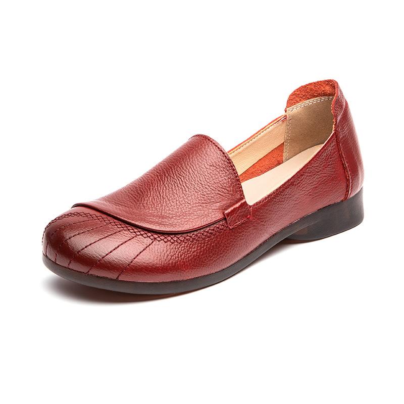 2025 Весна Натуральная Кожа Женская Обувь Удобная Коровья Кожа Мягкая Подошва Повседневная Женская Обувь Плоский Каблук Нескользящая Обувь Для Мам