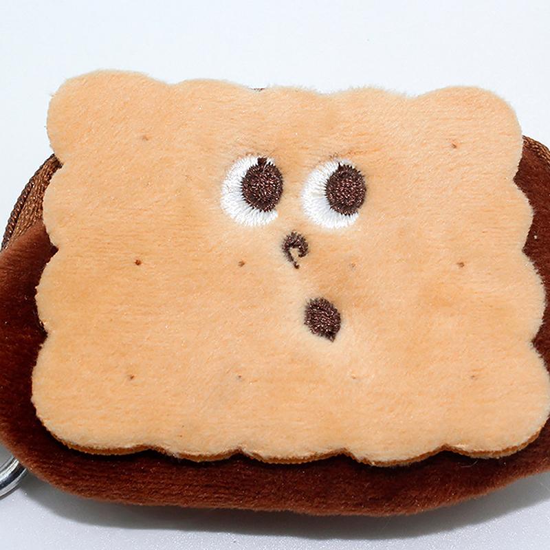 Kawai Biscuit Coin Bags Purse Plush Cake Headphone Organizer Bag Keys Cards Storage Bags Kids Birthday Gifts Schoolbag Pendants