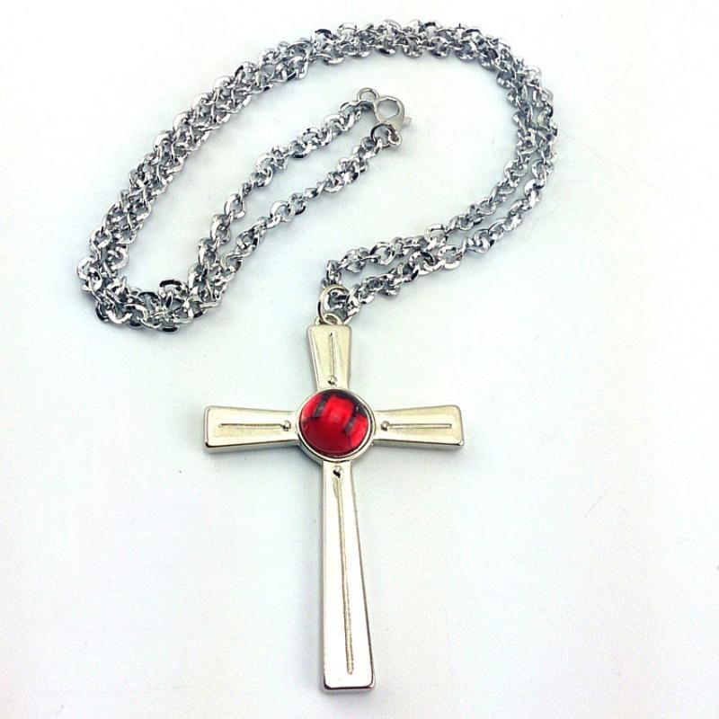 Серебряный крест и вампирский рубиновый крест ожерелье аниме окружающие украшения